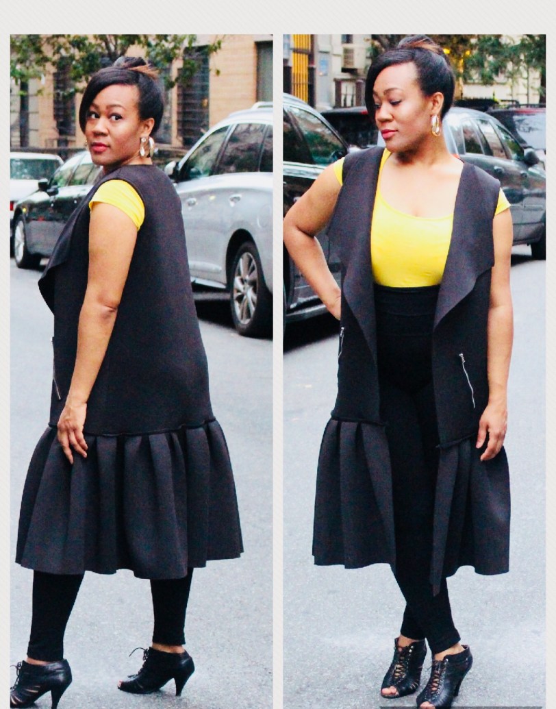 Black Neoprene Dropwaist Coatdress by J Tracey